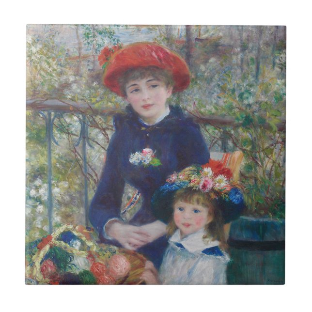 Renoir Two Sisters Terrace French Impressionism  Ceramic Tile (Front)