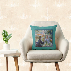 Renoir Vintage Art - Lunch at Restaurant Fournaise Cushion
