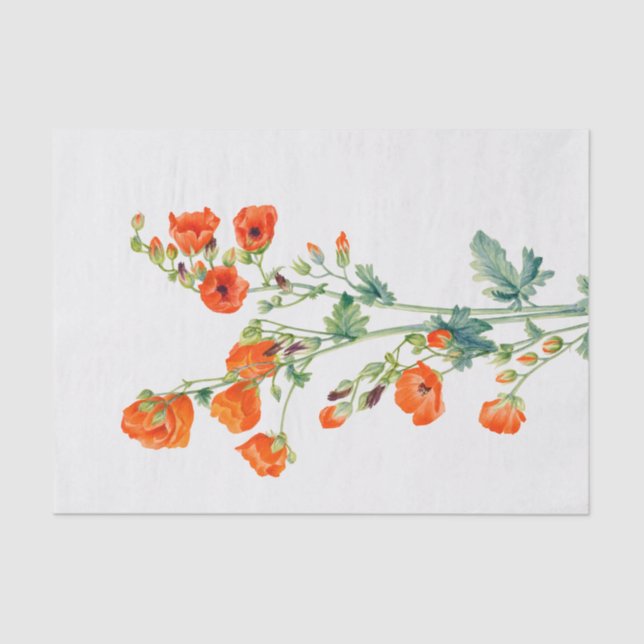 Renoir Vintage Red Flowers Roses Decoupage Tissue Paper (Front)