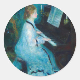 Renoir Woman at the Piano Vintage Impressionist  Classic Round Sticker