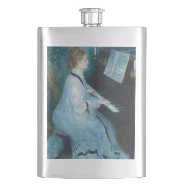 Renoir Woman at the Piano Vintage Impressionist  Hip Flask (Front)