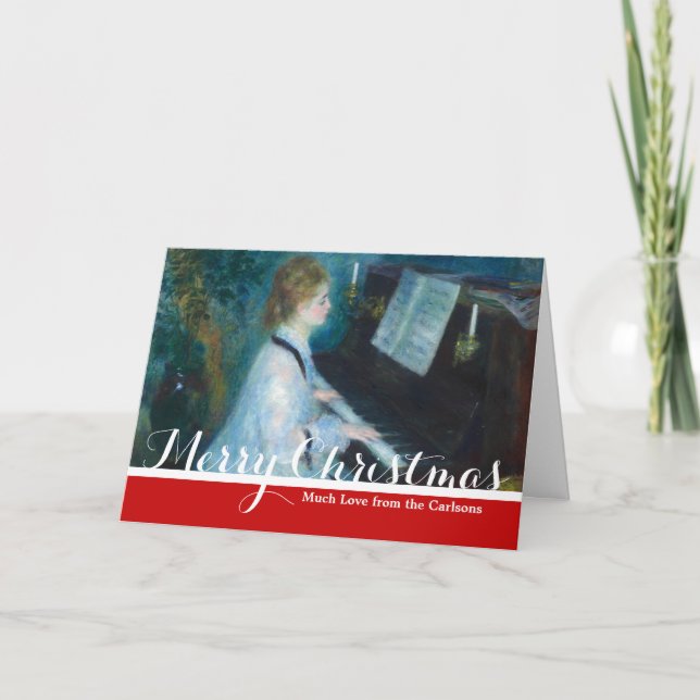 Renoir Woman at the Piano Vintage Impressionist  Holiday Card (Front)