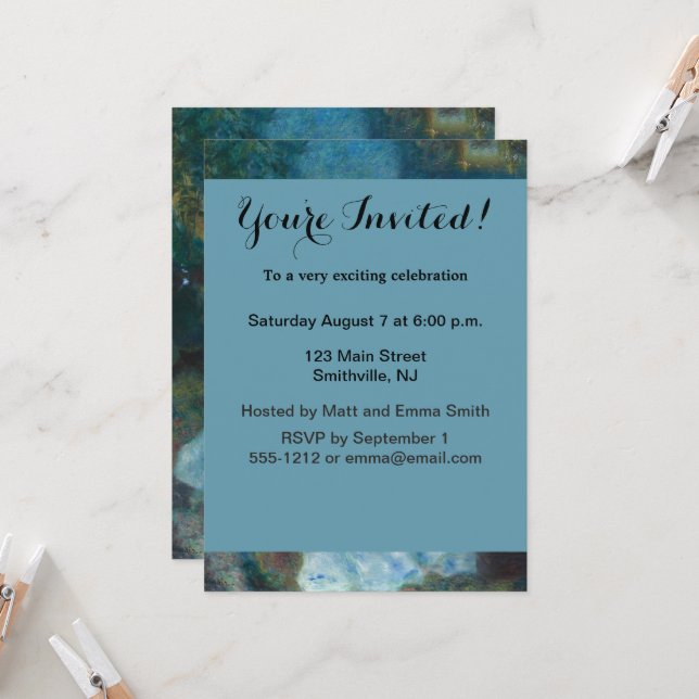 Renoir Woman at the Piano Vintage Impressionist  Invitation (Front/Back In Situ)