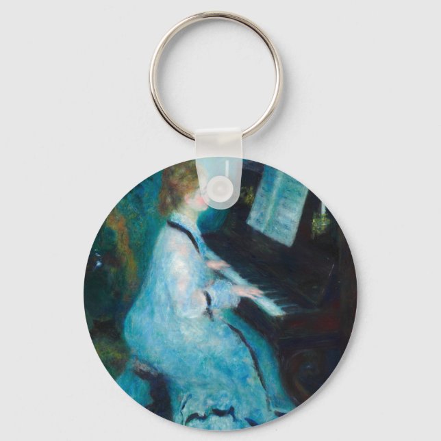 Renoir Woman at the Piano Vintage Impressionist  Key Ring (Front)