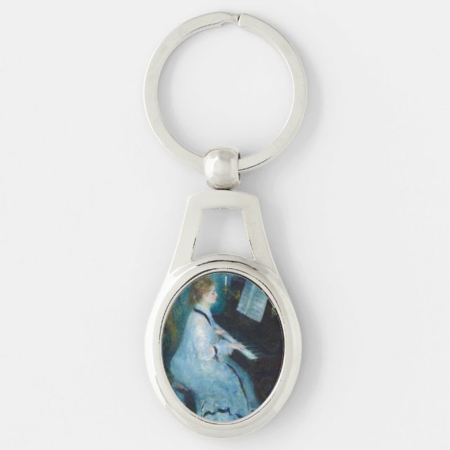 Renoir Woman at the Piano Vintage Impressionist  Key Ring (Front)