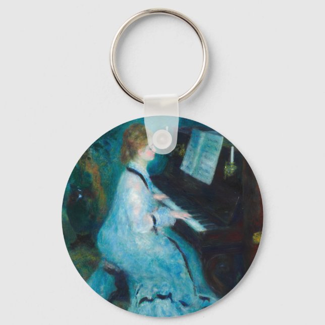 Renoir Woman at the Piano Vintage Impressionist  Key Ring (Front)