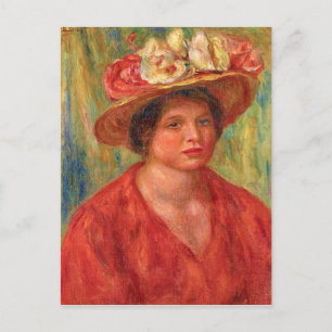Renoir - Woman in a Hat with Flowers Postcard
