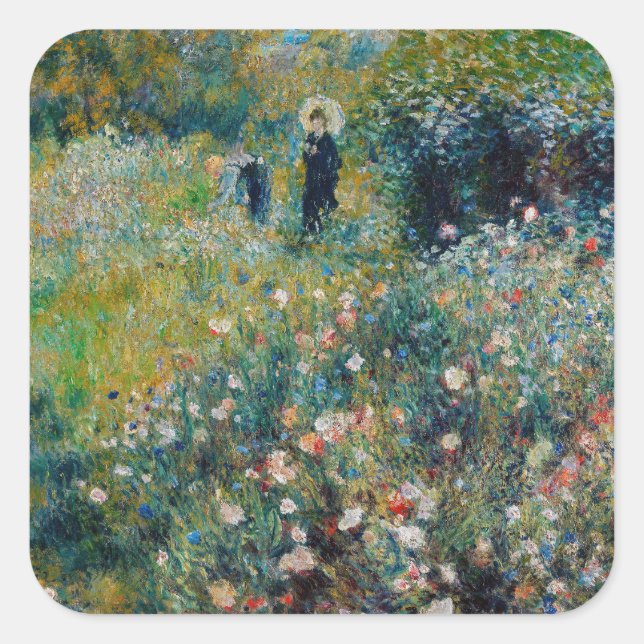 Renoir - Woman with a Parasol in a Garden Square Sticker (Front)