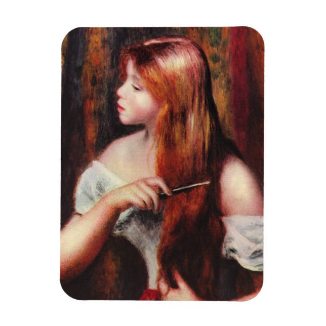 Renoir Young Girl Combing Her Hair Magnet (Vertical)