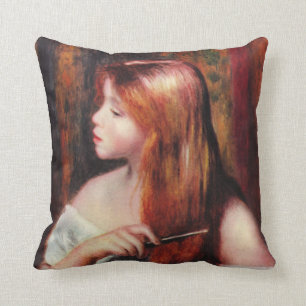 Renoir Young Girl Combing Her Hair Pillow