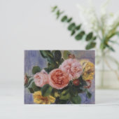 Renoir'a A Vase of Roses Still Life Postcard (Standing Front)