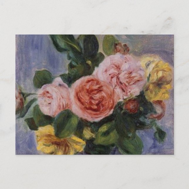 Renoir'a A Vase of Roses Still Life Postcard (Front)