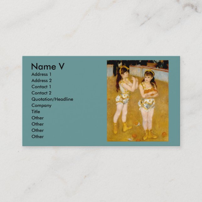 Renoir's Acrobats at the Cirque Fernando (1879) Business Card (Front)