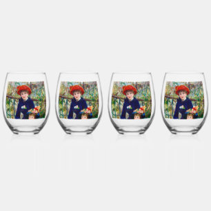 Renoir's Mother and Child Stemless Wine Glass