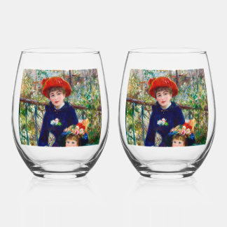 Renoir's Mother and Child     Stemless Wine Glass