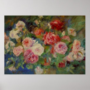 Renoir's Roses in a Vase Still Life Poster