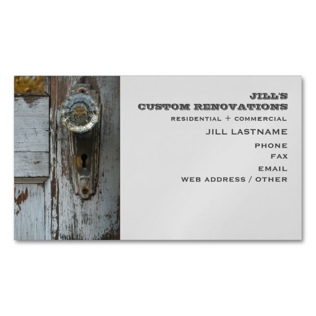 Renovation / Remodeling / Restoration Magnetic Magnetic Business Card (Front)