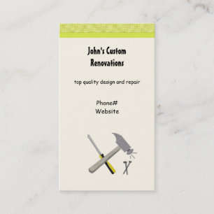 Renovations and Custom Construction Tools Business Card