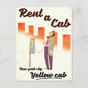 Rent a Cab! NYC Yellow cab poster Postcard