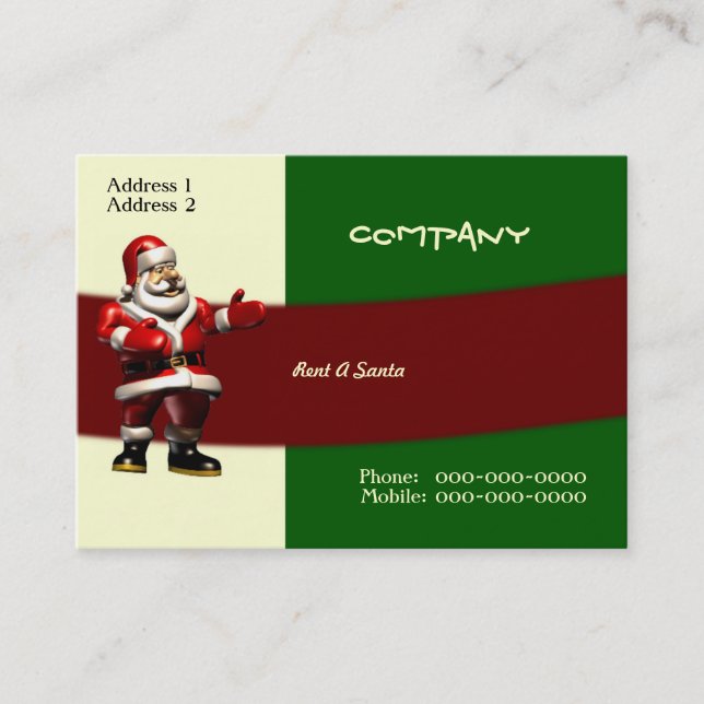 Rent A Santa Business Card (Front)