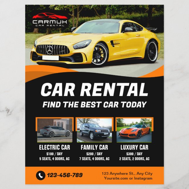 Rental Car Premium Professional Modern Flyer (Front)