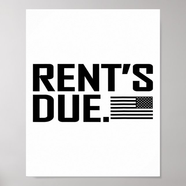 Rent's Due Work Hard Bodybuilder Weightlifting Tee Poster (Front)