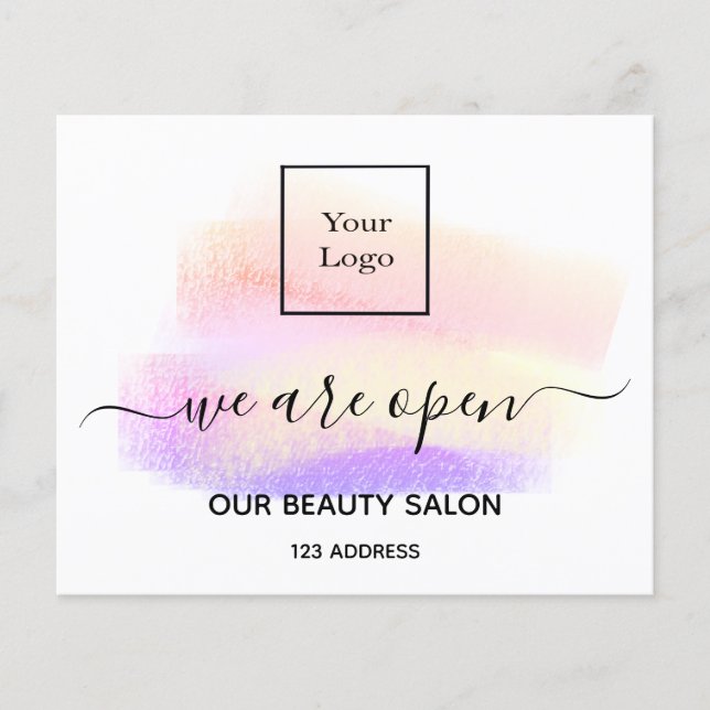 Reopening beauty salon light white lashes pastel flyer (Front)