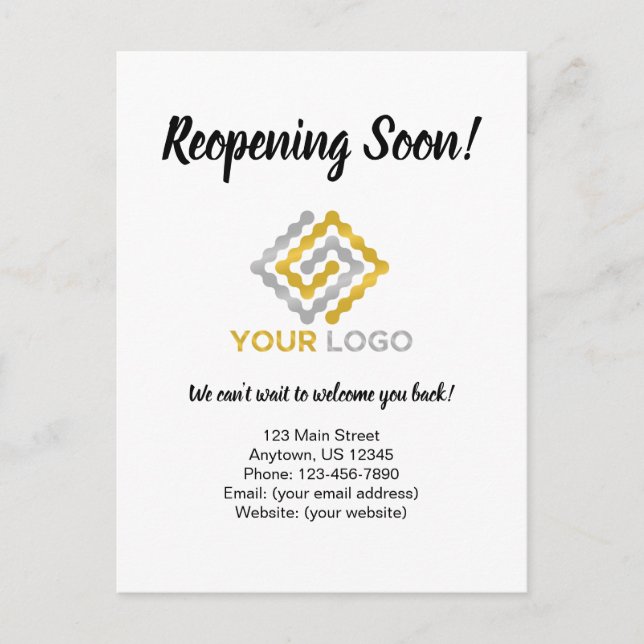 Reopening Soon Business Opening Announcement Postcard (Front)