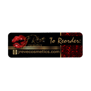 Reorder Design -  Leopard & Red Glitter Lips Return Address Label
