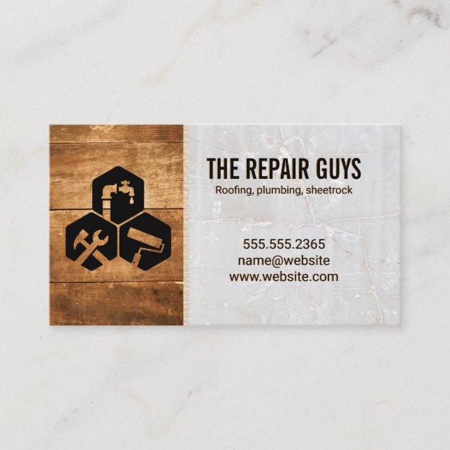 Repair Icons | Home Fixing Logo Business Card (Front)