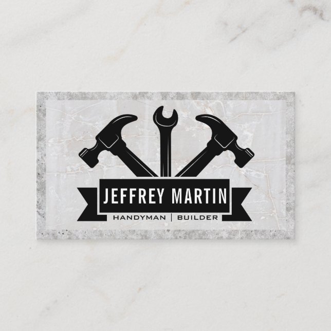 Repair Tools Logo | Marble Concrete  Business Card (Front)