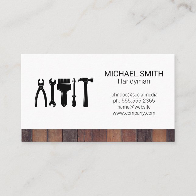 Repair Tools | Wooden Boards Business Card (Front)