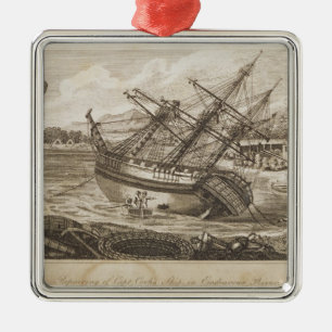 Repairing of Captain Cooks ship Metal Tree Decoration