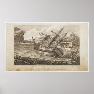 Repairing of Captain Cooks ship Poster