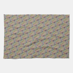 repeat abstract art pattern watercolor basketweave tea towel