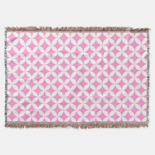 Repeat circle quarters style pink pattern throw blanket (Front)