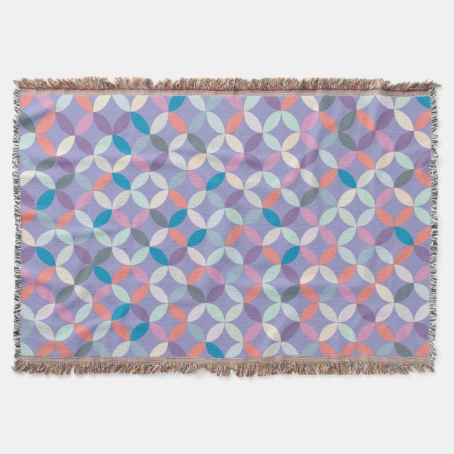Repeat circle quarters style purple pattern throw blanket (Front)