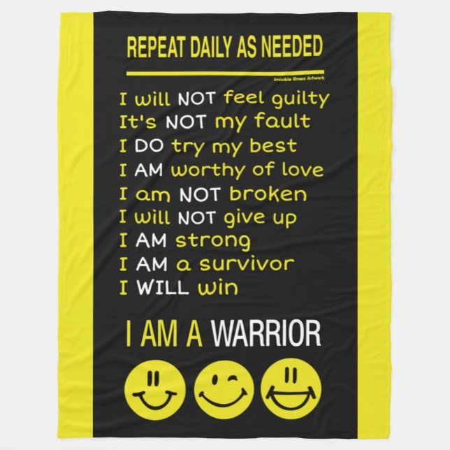 Repeat Daily as Needed...I'm a Warrior Fleece Blanket (Front)