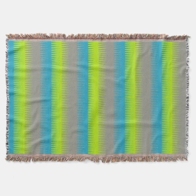 Repeat dogtooth stripe bright pattern throw (Front)