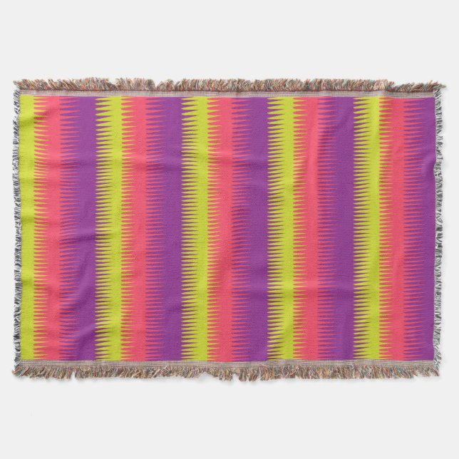 Repeat dogtooth stripe bright pattern throw blanket (Front)