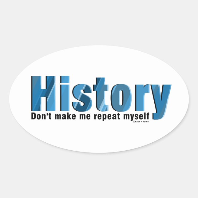 Repeat History Blue Oval Sticker (Front)