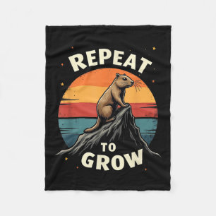 Repeat To Grow Groundhog Day Retro Design Fleece Blanket
