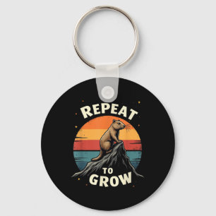 Repeat To Grow Groundhog Day Retro Design Key Ring