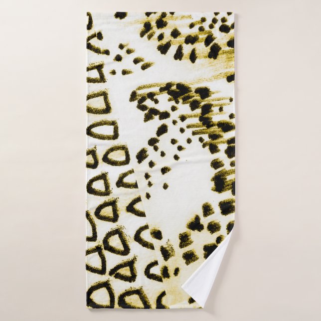 Repeatable Snake Skin. Yellow Fashion Style. White Bath Towel (Bath Towel)