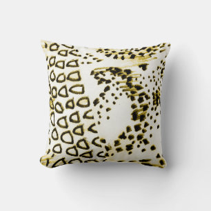 Repeatable Snake Skin. Yellow Fashion Style. White Cushion