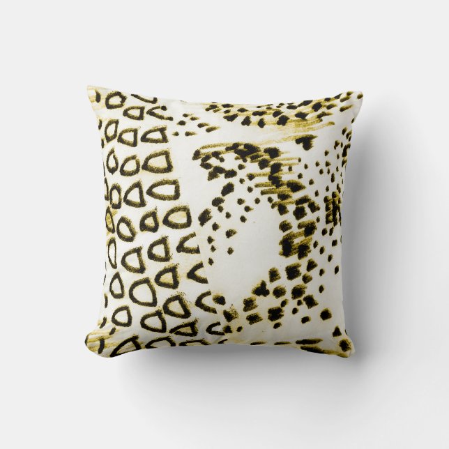 Repeatable Snake Skin. Yellow Fashion Style. White Cushion (Front)
