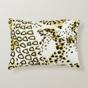 Repeatable Snake Skin. Yellow Fashion Style. White Decorative Cushion