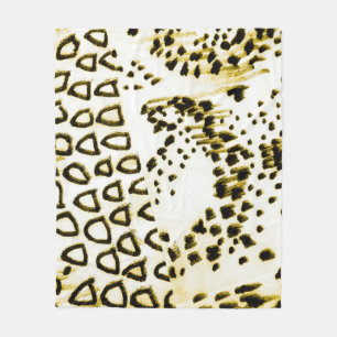 Repeatable Snake Skin. Yellow Fashion Style. White Fleece Blanket