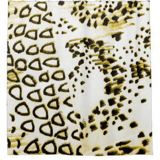 Repeatable Snake Skin. Yellow Fashion Style. White Shower Curtain