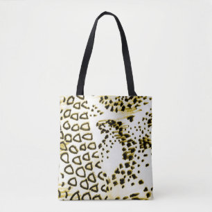 Repeatable Snake Skin. Yellow Fashion Style. White Tote Bag
